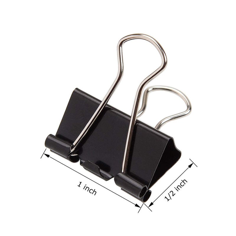 Ziqi 144 Pcs Binder Clips 1 Inch, Black Medium Paper Clamps for Office Supplies, Wide Metallic Binder Clips, Large Document Clamp, File Clips - Image 2